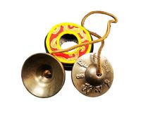Gandhanra Conjunto de Campanas de platillos de meditación Tibetanas - Platillos Tingshas Tibetanos - Hecho a Mano en Nepal - campanas - Latón OM 6.5cm