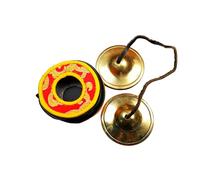 Gandhanra Conjunto de Campanas de platillos de meditación Tibetanas - Platillos Tingshas Tibetanos - Hecho a Mano en Nepal - campanas - Latón Astamangal 6.5cm