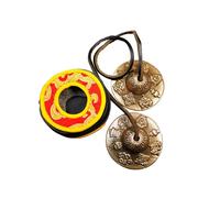 Gandhanra Conjunto de Campanas de platillos de meditación Tibetanas - Platillos Tingshas Tibetanos - Hecho a Mano en Nepal - campanas - Latón Astamangal 6.5cm