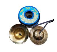 Gandhanra Conjunto de Campanas de platillos de meditación Tibetanas - Platillos Tingshas Tibetanos - Hecho a Mano en Nepal - campanas - Bronce Nube 9cm