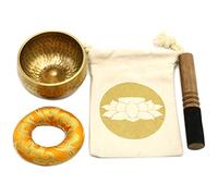 Gandhanra Cuenco tibetano con símbolo de lingam para sanación sonora, meditación, yoga, relajación, equilibrio de chakras, hecho a mano en Nepal (8 cm)