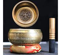 Gandhanra Juego de cuencos tibetanos, Tallado con estatuas de Buda y escrituras, hecho a mano en Nepal,para sanación con sonido, meditación, yoga