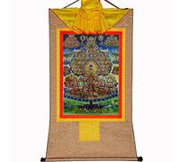 Gandhanra Tibetano Arte Árbol de refugio Karma Kagyu Thangka - Gofrado en Caliente Tapiz Budista para Decoración Zen,Meditación y Cultura del Hogar