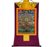 Gandhanra Tibetano Arte Árbol de refugio Karma Kagyu Thangka - Gofrado en Caliente Tapiz Budista para Decoración Zen,Meditación y Cultura del Hogar