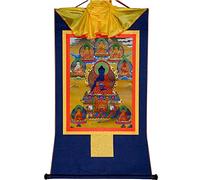 Gandhanra Tibetano Arte Bhaisajyaguru,Ocho Budas de la Medicina Thangka - Gofrado en Caliente Tapiz Budista para Decoración Zen,Meditación y Cultura del Hogar