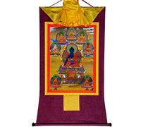 Gandhanra Tibetano Arte Bhaisajyaguru,Ocho Budas de la Medicina Thangka - Gofrado en Caliente Tapiz Budista para Decoración Zen,Meditación y Cultura del Hogar