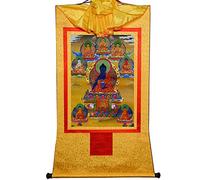 Gandhanra Tibetano Arte Bhaisajyaguru,Ocho Budas de la Medicina Thangka - Gofrado en Caliente Tapiz Budista para Decoración Zen,Meditación y Cultura del Hogar