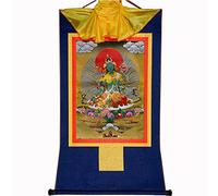 Gandhanra Tibetano Arte Tara Verde Thangka - Gofrado en Caliente Tapiz Budista para Decoración Zen,Meditación y Cultura del Hogar