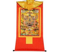Gandhanra Tibetano Arte tierra pura de Guru Rinpoche Thangka - Gofrado en Caliente Tapiz Budista para Decoración Zen,Meditación y Cultura del Hogar