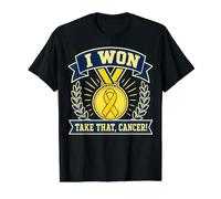 Gané la Medalla de la Victoria del cáncer Camiseta gráfica económica, Hombre, Negro, M