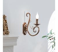 Ganeed Aplique de pared Lámpara de noche de aspecto antiguo Diseño de hierro forjado Apliques de pared retro para salón Vestíbulo de escalera E14 Bronce 1 luz (2 paquetes)