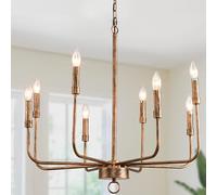 Ganeed Lámpara de techo colgante Mesa de comedor antigua Lámpara de araña colgante Lámpara de 71 cm bronce 8 luces