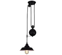 Ganeed Pully Lámpara colgante, iluminación de polea industrial de altura ajustable, lámpara colgante de techo rústica Lámpara Edison Island para casa de campo, comedor, cocina, pasillo, enchufe E27