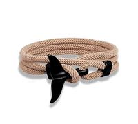 GANESA JW Pulsera de cola de ballena para hombres y mujeres, joyería de cuerda bohemia con cola de delfín, estilo vintage, caja de regalo incluida, M, Níquel, No es una piedra preciosa