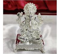 Ganesh Idol en plata pura 925/Ganpati estatua en Patla en plata hindú Religión Dios ídolo Escultura Estatua 1.20 pulgadas (20 GMS)