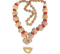 Ganesha Arts 1 a 14 Mukhi Nepal Rudraksha Mala, tamaño mediano en hilo rojo | Uno a catorce caras Nepal Rudraksh Mala 2 Mukhi Nepal |, 0, Madera, No es una piedra preciosa