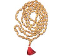 Ganesha Arts 2 Mukhi Indonesia Rudraksha Mala, 108 cuentas de 9 mm a 11 mm, certificado en laboratorio, Madera
