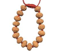 Ganesha Arts 8 Mukhi Pulsera de ocho caras Java Indonesia Rudraksha en hilo rojo 9 mm-10 mm, certificado en laboratorio, 16 piezas, 9 mm-10 mm, Rudraksha, talla única, plata, sin piedras preciosas,