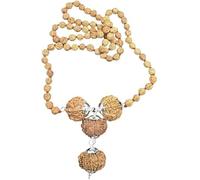 Ganesha Arts Combinación Rudraksha para marketing y comercio de energía empresarial 7, 7, 8, 13 Mukhi en tapa de plata pura unida a Rudraksha Mala (pequeño), 0, madera, sin piedras preciosas, 0