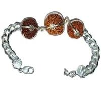 Ganesha Arts Rudraksha - Combinación para comercialización y comercialización de poder empresarial 7, 7, 8, 13 Mukhi en pulsera de plata pura (grande), 0, madera, sin piedras preciosas, 0, Madera, No