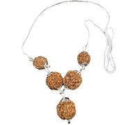 Ganesha Arts Rudraksha Combinación para la salud 3, 3, 5, 5, 5 Mukhi Nepal en colgante de plata unida en cadena de plata pura (coleccionista), 0, madera, sin piedras preciosas, 0, Madera, No es una