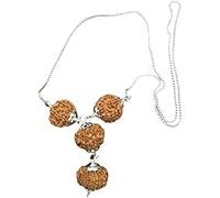 Ganesha Arts Rudraksha Combinación para marketing y comercio de poder empresarial 7, 7, 8, 13 Mukhi en tapa de plata pura unida a cadena de plata pura (coleccionista), 0, madera, sin piedras preciosas