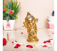 Ganesha tocando flauta murti, estatua de metal Ganpati, decoración del hogar, decoración de oficina, decoración de vitrina, regalo de ídolo de satue de metal Ganesha, regalo para regalo de Diwali