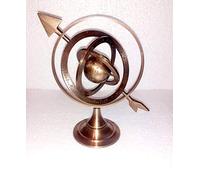 Ganga Nautical Esfera armilar de latón antiguo marrón antiguo de 8 pulgadas con flecha de reloj de sol, astrolabio marítimo náutico, grabado, astrológico, estrellas, globo, decoración del hogar,