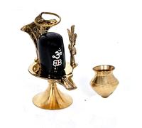 Ganga Nautical Estatua Shiva Ling Lingam Shivling de latón negro para Puja hindú (4 pulgadas)