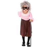 Gangsta - Disfraz de abuela para el Día Mundial del Libro para niñas, disfraz de abuela ladrón con peluca de abuela, bolsa de máscara para la semana del libro, 100 días de escuela, talla L