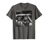 Gangster Cat Meme Funny Cats Gang Humor Camiseta, Hombre, Asfalto, 3XL