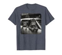 Gangster Cat Meme Funny Cats Gang Humor Camiseta, Hombre, Azul Jaspeado, 6XL