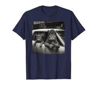 Gangster Cat Meme Funny Cats Gang Humor Camiseta, Hombre, Azul Marino, XL