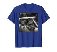 Gangster Cat Meme Funny Cats Gang Humor Camiseta, Hombre, Azul Real, S