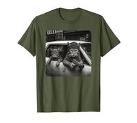 Gangster Cat Meme Funny Cats Gang Humor Camiseta, Hombre, Verde Oliva, S