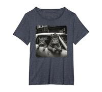 Gangster Cat Meme Funny Cats Gang Humor Camiseta, Mujer Tallas Grandes, Azul Jaspeado, 1XL Grande