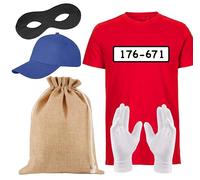 Gangster Ladrón de Bancos unisex talla 170-190 cm Camiseta de bandido con accesorios de Ladrón - mujer - disfraz de hombre Mardi Gras & Carnival - 176-671