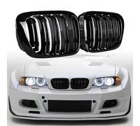 Gangying E46 Rejilla de riñón Delantero para BMW Serie 3 E46 M3 Coupé/Convertible 2D 325Ci 330Ci Parrillas Negro Brillante Listón Doble 2 Puertas 1998 1999 2000 2001
