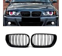 Gangying E46 Rejilla de riñón Delantero para BMW Serie 3 E46 Sedán 4D Parrillas LCI Facelift Negro Brillante Listón Doble E46 3 Series 4 Puertas 2002-2005