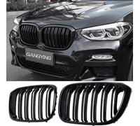 Gangying G01 Rejilla de Calandra Rejillas delanteras para BMW X3 Serie G01 2018-2021 X4 G02 2019-2021 Negro Brillante