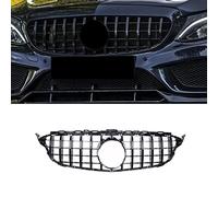 Gangying W205 Rejilla Frontal para Mercedes Clase C C180 C200 C250 C300 C350 C400 GTR GT Parrilla Negro Brillante 2015-2018 (no adecuado para 63, sin cámara)