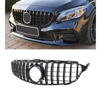 Gangying W205 Rejilla Frontal para Mercedes Clase C C180 C200 C250 C300 C350 C400 GTR GT Parrilla Negro Brillante 2019 2020 (no adecuado para 63, sin cámara)