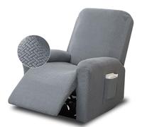 GANILITY Funda de Sillón Relax, 4 Piezas Fundas Elásticas para Sillones de Relax con Bolsillos, Extraíbles y Lavables Fundas, para Sofás de un Solo Asiento(Gris Claro)