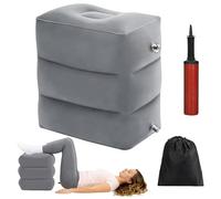 GANILITY Reposapiés Inflable, 40 X 30 X 40cm Almohada Hinchable Pies con Bomba y Bolsa de Almacenamiento, Almohada de Descanso para Las Piernas, para Aviones, Coches, Trenes, Gris