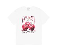 Ganni - Camiseta con Estampado Gráfico Cuello Redondo - Tops - Mujer - Blanco - XS -