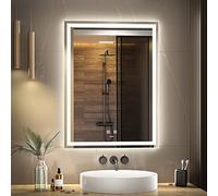 GANPE Espejo de baño LED, Espejo de Maquillaje montado en la Pared, 6500 K LED de Alto Lumen antiniebla, IP44 Resistente al Agu Vertical y Horizontal (60_x_80_cm)