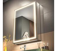 GANPE Gabinete de Espejo de baño de iluminación led, con Enchufe y USB, Gabinete de Aluminio a Prueba de Niebla y Ajuste de Color, antioxidante y fácil de Instalar(50 x 70 cm)