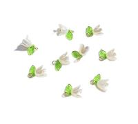 GANPUB 10 colgantes de flores blancas de resina, cuentas de hojas de flora, cuentas de lirios del valle, para pulseras, collares, llaveros, manualidades, cuentas y joyería, resina, no, Resina, No.