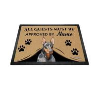 Ganshan Bi Acuarela personalizada Doberman Pinscher Felpudo Bienvenido Todos los huéspedes deben ser aprobados por la alfombra de perro regalo para amantes de los perros 27.5 "x 17.7"