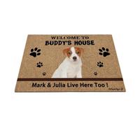 Ganshan Bi Alfombrilla personalizada de bienvenida para perros Jack Russell Terrier, alfombra divertida para mascotas, felpudo bienvenido a la casa del perro, regalo para los amantes de los perros,